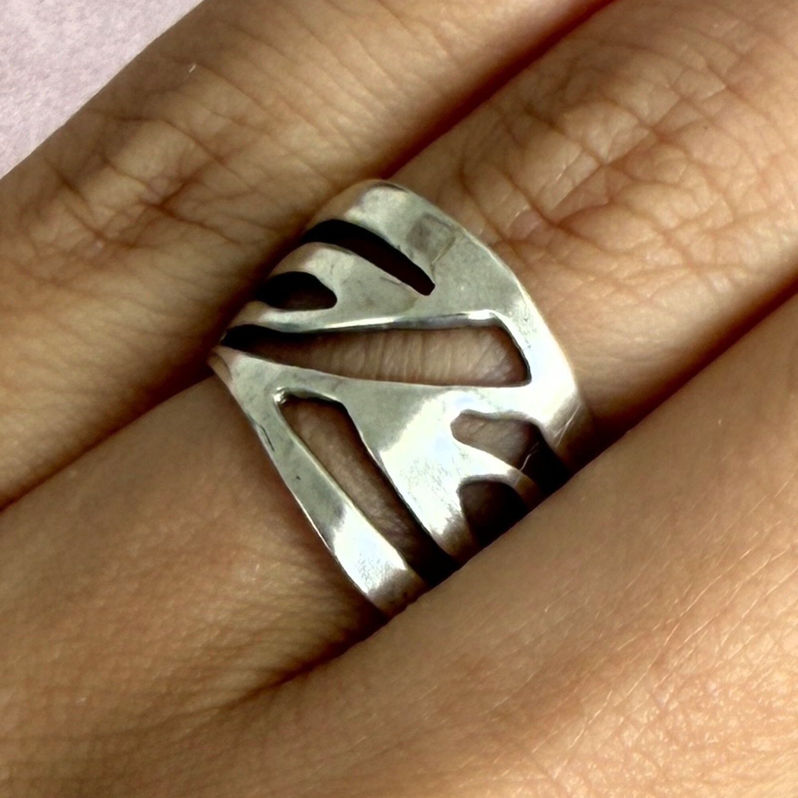 Cellini Sterling Silver Vintage Open Work Band Ring Size 6